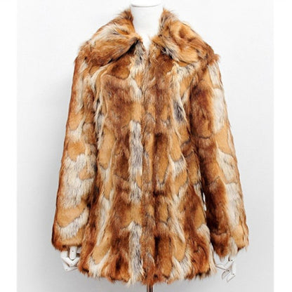 Warm Fashion Fur Tiger Pattern Slim Leather Jacket